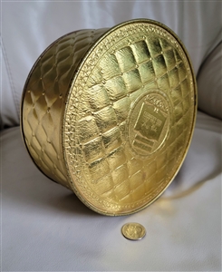 Guildcraft NY ornate gold tone round tin box decor