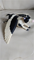 Vintage 1990s hard plastic flying cow kinetic hanging decor with flapping wings