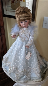 Keis Dolls Janis Berard 26 inch porcelain doll American Artists collection in beaded blue gown