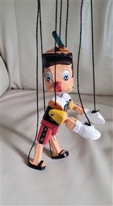 Pinocchio paper mache marionette collectible decor handcrafted vintage pretend play toys and gift idea