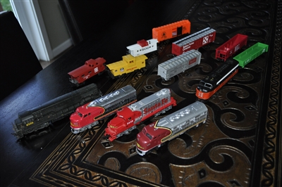 Vintage Set of old trains and locomotives