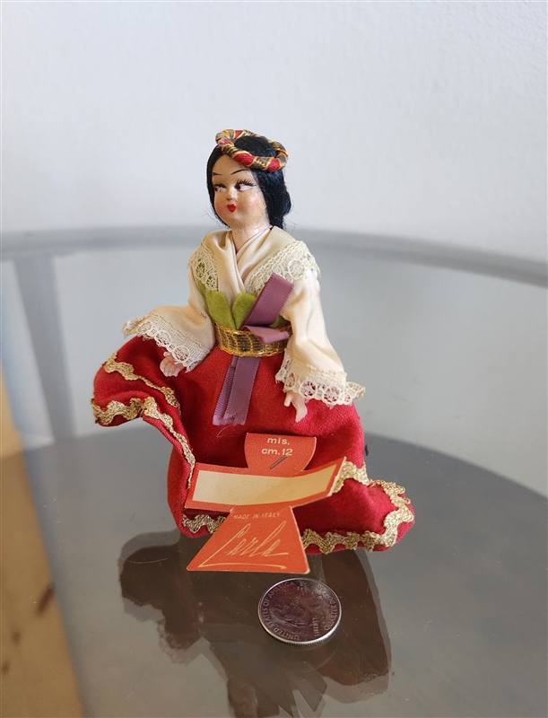 Italian doll 5 inch tall in traditional costume colorful vintage collectible