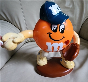 1992 Orange M and M Baseball Player Candy Dispenser