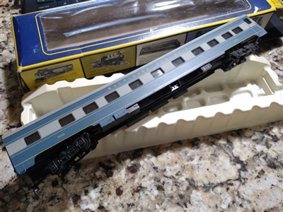 AHM Rivarossi HO scale 1:87 Baltimore and Ohio 1930 smooth side duplex sleeper passenger car in original box showing package wear