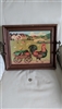 Rooster pulling cart tole wooden serving tray collectible farmhouse style home decor and kitchen accessories