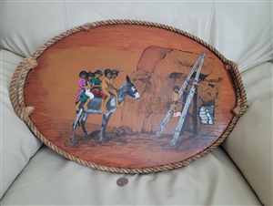Handcrafted wooden Folk Art South American tray