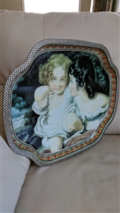English Elite large metal tole tray serving tray