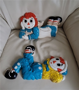 Raggedy Ann and Andy Colorful wall decor DART inc vintage wall decor and gift idea