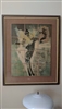 Framed tile artwork by Lou Zansky titled On the Slopes featuring 12 laminated tiles mounted on jute fabric background