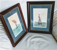 D Nichols watercolor framed prints golf players collectible wall decor and gift idea