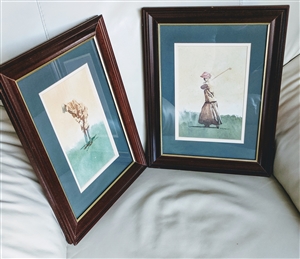 D Nichols watercolor framed prints golf players collectible wall decor and gift idea