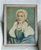 Mid Century European folk art painting woman portrait signed Tymczyszyn colorful wall decor