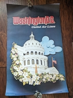 Original nineteen seventy five American Air Lines Washington DC travel poster with corner crisps and edge wear