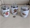 Porcelain egg coddlers set 1970s Royal Worcester Evesham Gold peaches crowned mark